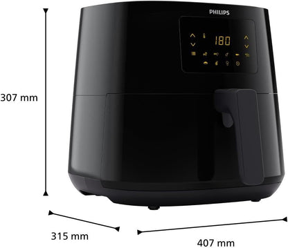 Philips 3000 Series Airfryer XL - Technologie Rapid Air, jusqu'à 90% de matières grasses en moins, capacité de 1,2 kg, format de 6,2 l, écran tactile, noir (HD9270/90)