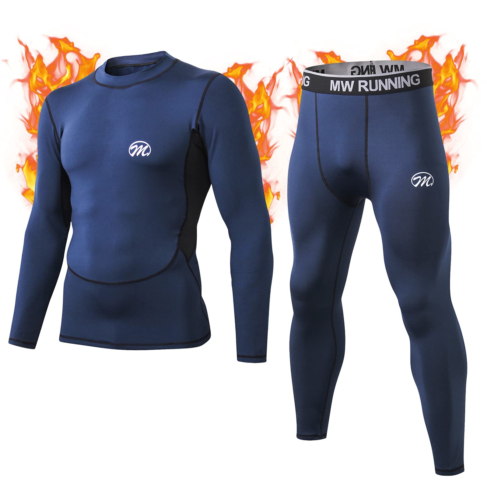 MeetHoo Ensemble de sous-vêtements Thermiques Homme Baselayer, Manches Longues, Haut Maillot de Corps + Pantalon Bas Hiver Ski Sport