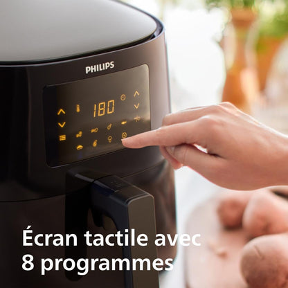 Philips 3000 Series Airfryer XL - Technologie Rapid Air, jusqu'à 90% de matières grasses en moins, capacité de 1,2 kg, format de 6,2 l, écran tactile, noir (HD9270/90)